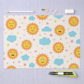 Niedlich Lächelnde Sonne mit Wolken und Sternen Pa Seidenpapier (Handwerk)