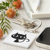 Niedlich Lächelnder Black Cat Halloween Schlüssela Schlüsselanhänger (Vorderseite rechts)
