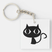 Niedlich Lächelnder Black Cat Halloween Schlüssela Schlüsselanhänger (Vorderseite)