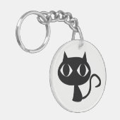 Niedlich Lächelnder Black Cat Schlüsselanhänger (Vorderseite links)