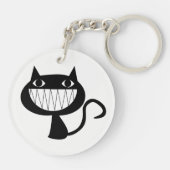 Niedlich Lächelnder Black Cat Schlüsselanhänger (Rückseite)
