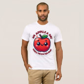 Niedlich Lächelnder Cartoon Apple - Hellrot mit Le T-Shirt (Vorne ganz)