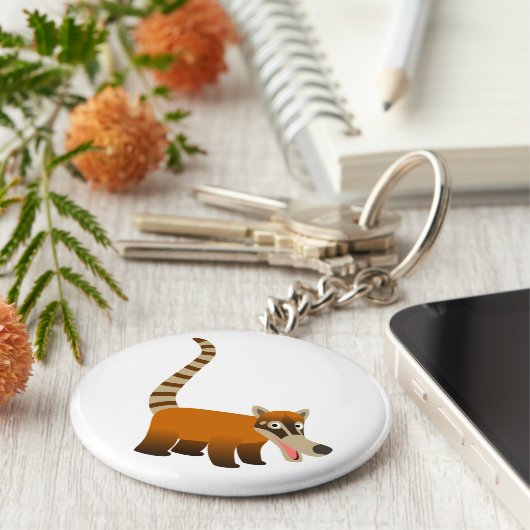 Niedlich Lächelnder Cartoon Coatimundi Schlüsselanhänger (Seite)