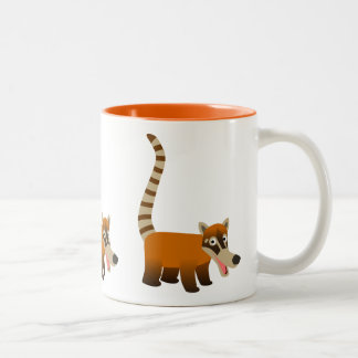 Niedlich Lächelnder Cartoon Coatimundi Zweifarbige Tasse