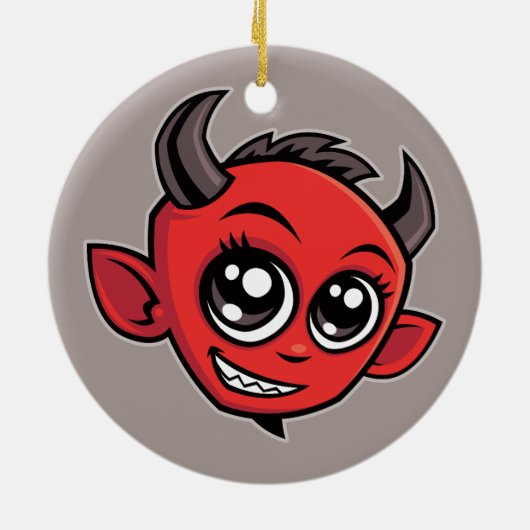 Niedlich lächelnder Cartoon Devil Keramik Ornament (Hinten)