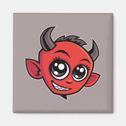 Niedlich lächelnder Cartoon Devil Magnet (Vorne)