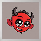Niedlich lächelnder Cartoon Devil Poster (Vorne)
