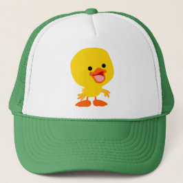 Niedlich Lächelnder Cartoon Duckling Hat Truckerkappe