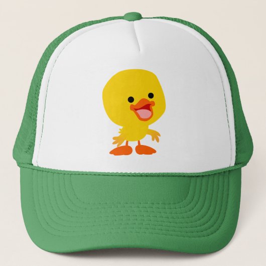Niedlich Lächelnder Cartoon Duckling Hat Truckerkappe (Vorderseite)