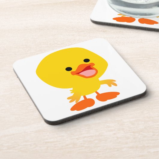 Niedlich Lächelnder Cartoon Duckling Untersetzer S (Linke Seite)