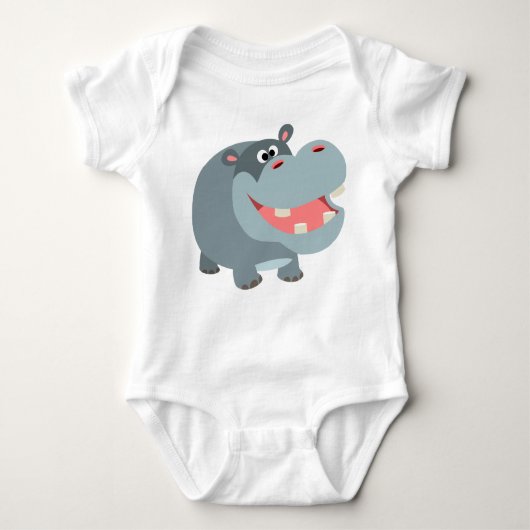 Niedlich Lächelnder Cartoon Hippo Baby Bodysuit Baby Strampler (Vorderseite)