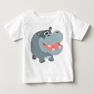 Niedlich Lächelnder Cartoon Hippo Baby T - Shirt