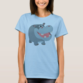 Niedlich Lächelnder Cartoon Hippo Frauen T - Shirt