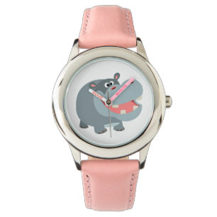 Niedlich Lächelnder Cartoon Hippo Watch Armbanduhr
