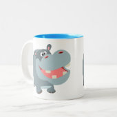 Niedlich Lächelnder Cartoon Hippo Zweifarbige Tasse (Vorderseite Links)
