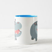 Niedlich Lächelnder Cartoon Hippo Zweifarbige Tasse (Mittel)