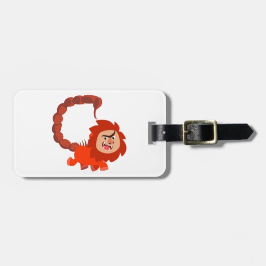 Niedlich Lächelnder Cartoon Manticore Gepäckmarke Gepäckanhänger (Vorderseite horizontal)