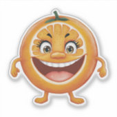 Niedlich lächelnder Cartoon Orange Fruit Aufkleber (Vorderseite)