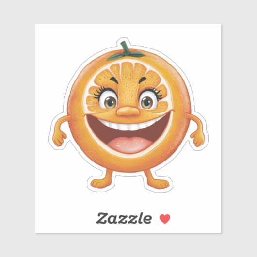 Niedlich lächelnder Cartoon Orange Fruit Aufkleber (Blatt)