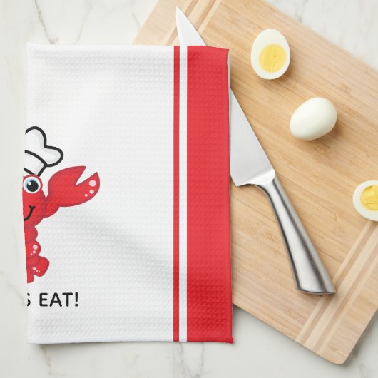 Niedlich Lächelnder Cartoon Roter Hummer Geschirrtuch (Viertel Falte)