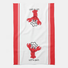 Niedlich Lächelnder Cartoon Roter Hummer Geschirrtuch