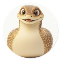 Niedlich Lächelnder Cartoon Schlangen Sticker