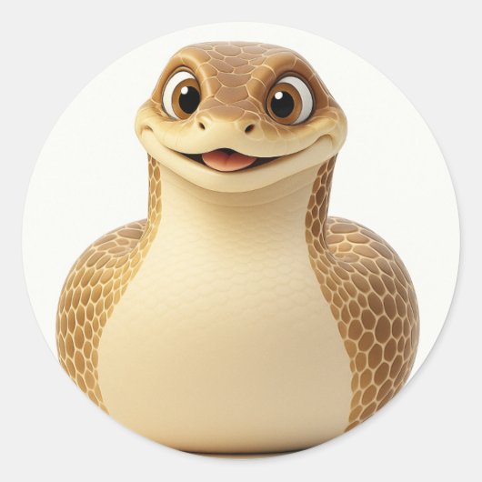 Niedlich Lächelnder Cartoon Schlangen Sticker (Vorderseite)