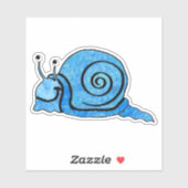 Niedlich Lächelnder Cartoon Schnecke Blaue Gemuste Aufkleber (Blatt)
