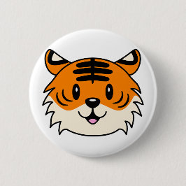 Niedlich Lächelnder Cartoon Tiger Button
