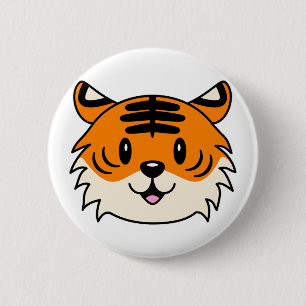 Niedlich Lächelnder Cartoon Tiger Button