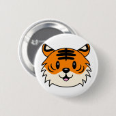 Niedlich Lächelnder Cartoon Tiger Button (Vorne & Hinten)