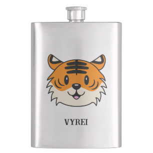 Niedlich Lächelnder Cartoon Tiger Flachmann