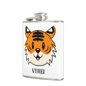 Niedlich Lächelnder Cartoon Tiger Flachmann (Links)