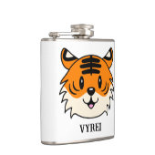 Niedlich Lächelnder Cartoon Tiger Flachmann (Rechts)