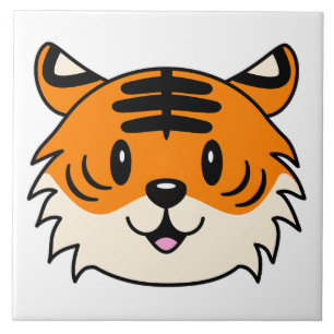 Niedlich Lächelnder Cartoon Tiger Fliese