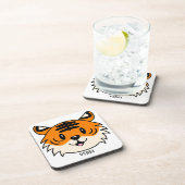 Niedlich Lächelnder Cartoon Tiger Getränkeuntersetzer (Rechte Seite)