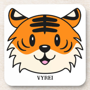 Niedlich Lächelnder Cartoon Tiger Getränkeuntersetzer