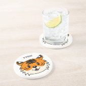 Niedlich Lächelnder Cartoon Tiger Getränkeuntersetzer (Seite)