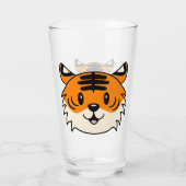 Niedlich Lächelnder Cartoon Tiger Glas (Rückseite)