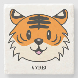 Niedlich Lächelnder Cartoon Tiger Steinuntersetzer