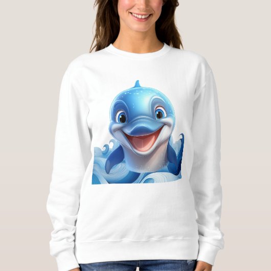Niedlich lächelnder Delphin Sweatshirt (Vorderseite)