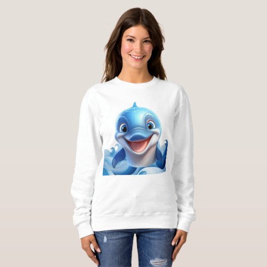 Niedlich lächelnder Delphin Sweatshirt (Vorne ganz)