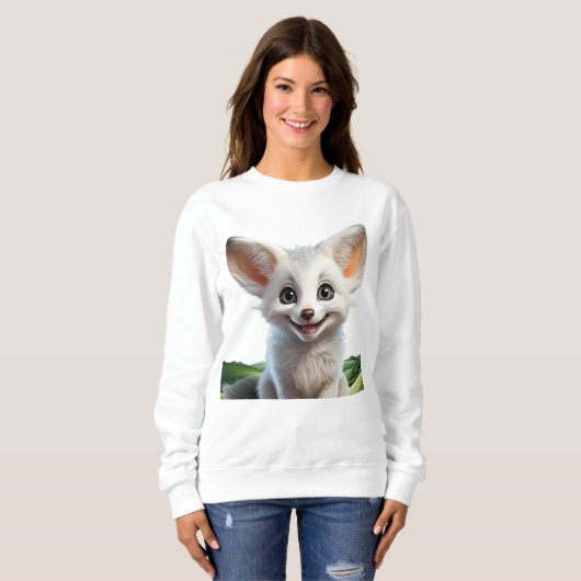 Niedlich lächelnder Fennec-Fuchs Sweatshirt (Vorne ganz)