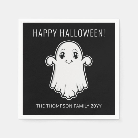 Niedlich Lächelnder Ghost-glücklicher Halloween-Be Serviette (Vorderseite)