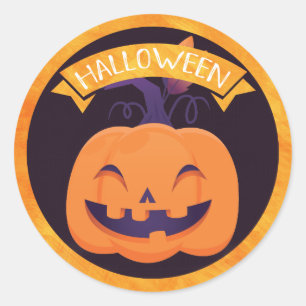 Niedlich Lächelnder Jack O'Lantern Halloween Runder Aufkleber