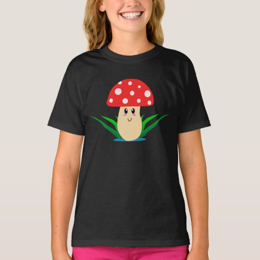 Niedlich lächelnder Mushroom Girl's T - Shirt (Vorderseite)