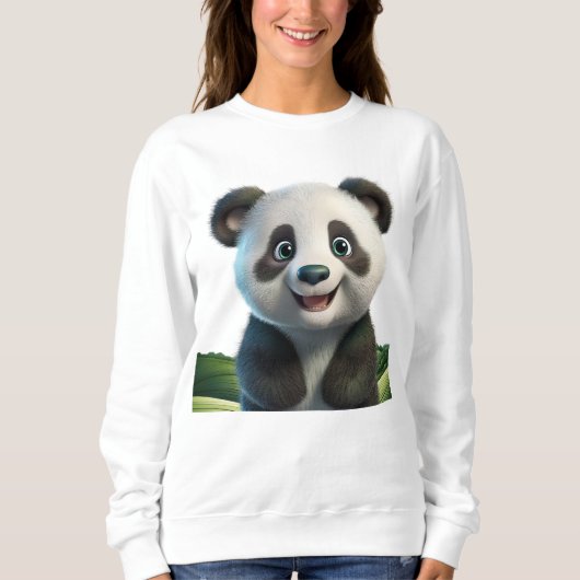 Niedlich lächelnder Panda Sweatshirt (Vorderseite)