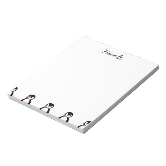 Niedlich Lächelnder Pinguin mit Scarf Notizblock (Rotiert)