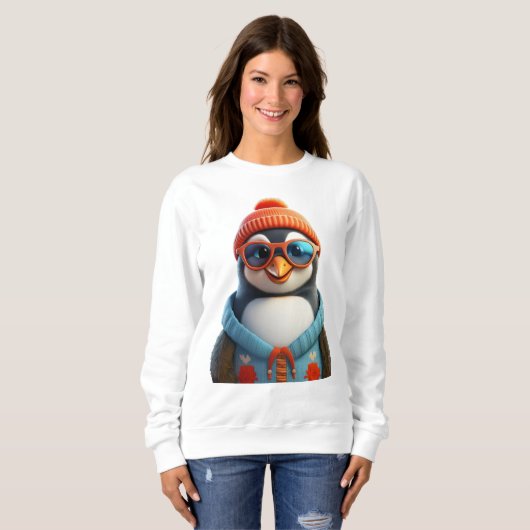 Niedlich lächelnder Pinguin Sweatshirt (Vorne ganz)