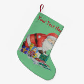 Niedlich lächelnder Santa, der sich auf Weihnachte Kleiner Weihnachtsstrumpf (Vorderansicht (hängend))